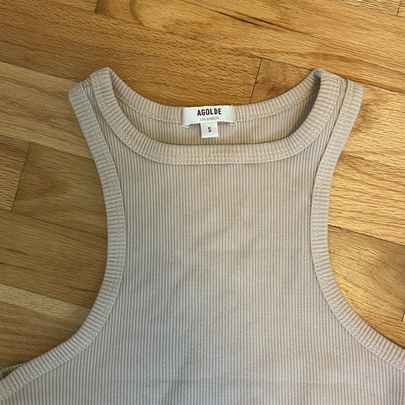 Agolde Tan Ribbed Tank Top - Picture 2 of 3